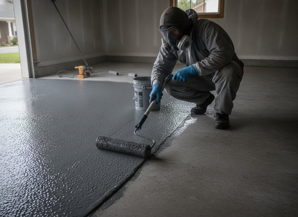 Nevada Polyurea applicator technician at work on a coating installation