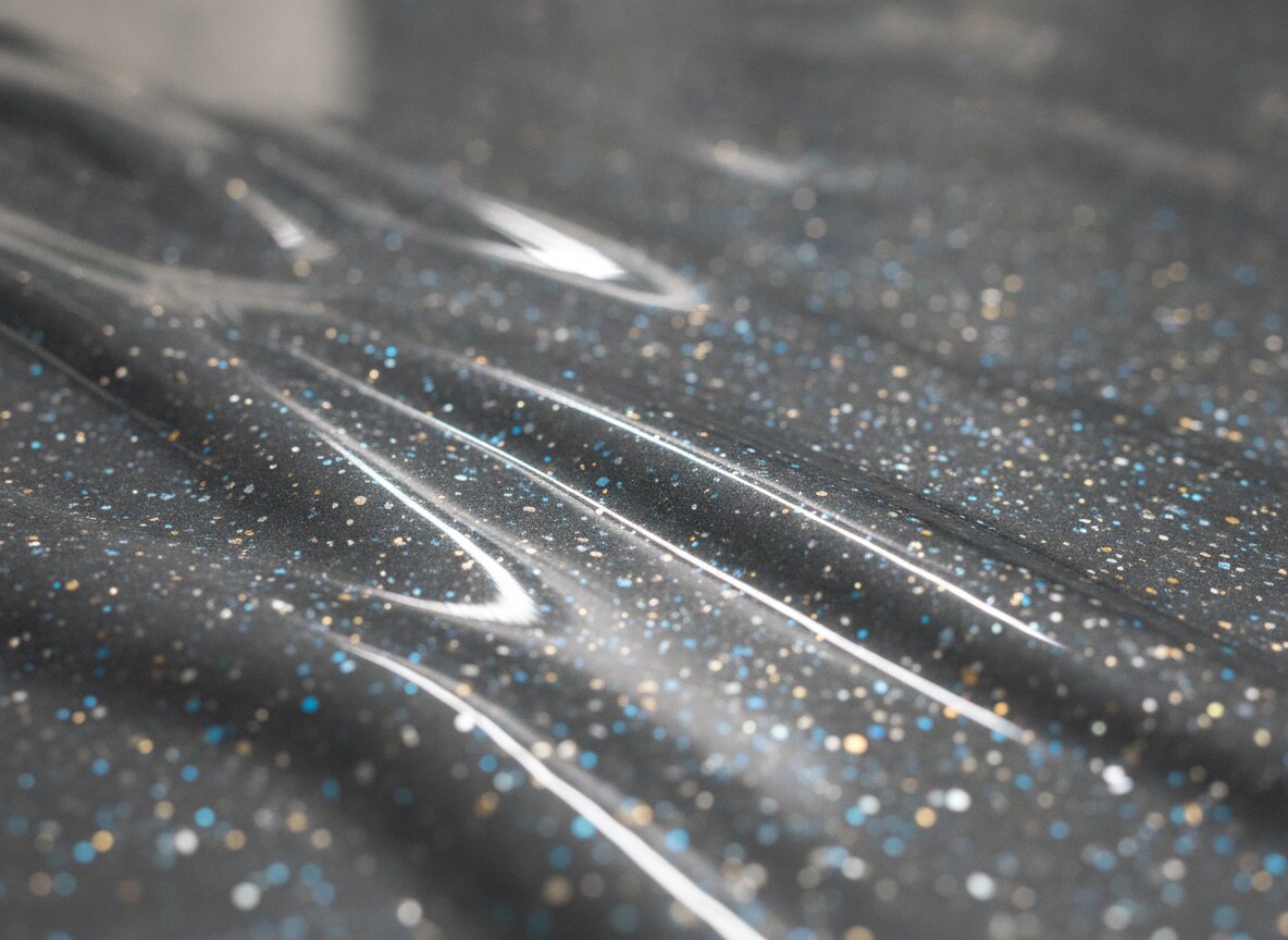 Close-up detail of a finished polyurea garage floor coating